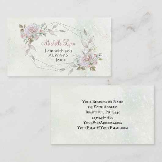 Ich bin immer bei dir ~Jesus Words Geometric Flora Visitenkarte (Vorne/Hinten)