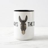 "Ich bin immer der Esel" Zweifarbige Tasse (Mittel)