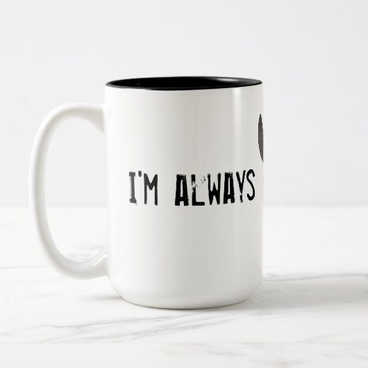 "Ich bin immer der Esel" Zweifarbige Tasse (Links)