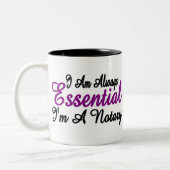 Ich bin immer essenziell im Notar Zweifarbige Tasse (Links)