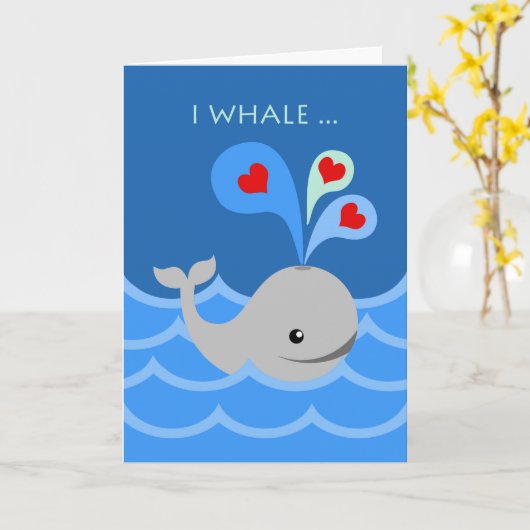 Ich bin immer Ihr Valentin, Wal und Herz Karte (Gelbe Blume)