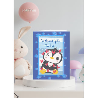 ICH BIN IN DEINER LIEBE NIEDLICHEN PENGUIN AUFGEWO FEIERTAGSKARTE