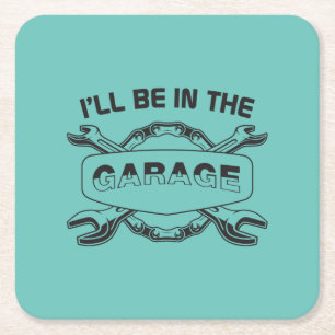 Ich bin in der Garage, Mechaniker und Autoliebhabe Rechteckiger Pappuntersetzer