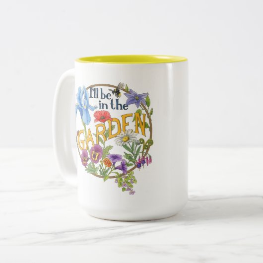 Ich bin in der Garden-Tasse Zweifarbige Tasse (Vorderseite Links)