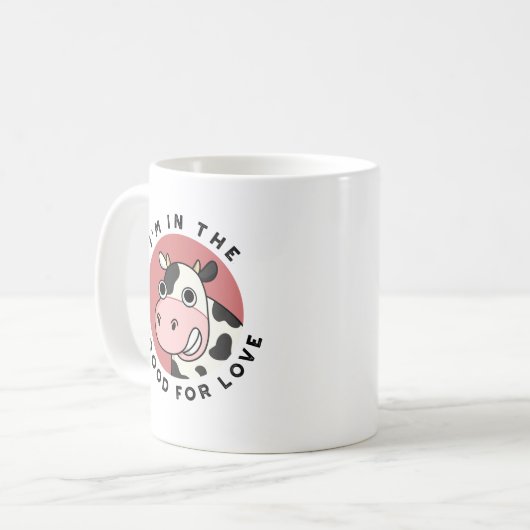Ich bin in der Stimmung für Liebe Funny Cow Pun Kaffeetasse (Vorderseite Links)