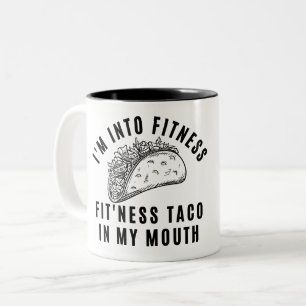 ICH BIN IN DIE FITNESS FITNESS TACO IN MEINEM MUND ZWEIFARBIGE TASSE