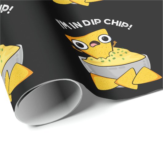Ich bin in Dip Chip Funny Food Pun Dark BG Geschenkpapier (Rolleneckpunkt)