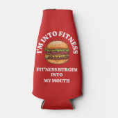 Ich bin in Fitness. Fit Burger in meinem Mund Flaschenkühler (Vorderseite)