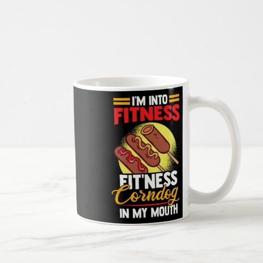 Ich bin in Fitness Fitness Corndog in meinem Mund Kaffeetasse (Rechts)