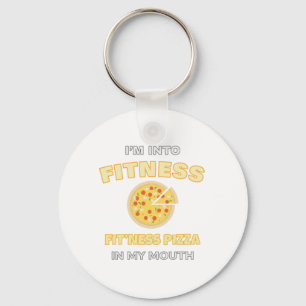 Ich bin in Fitness Fit'ness Pizza in meinem Mund F Schlüsselanhänger