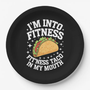 Ich bin in Fitness Fitness Taco in meinem Mund-Fun Pappteller