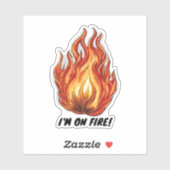 Ich bin in Flammen! Wasserfest Aufkleber (Blatt)