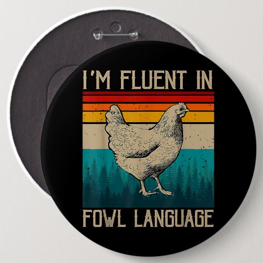 Ich bin in Hühnchen in der Muttersprache fließend Button (Vorne & Hinten)