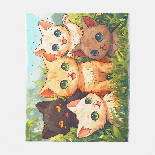 Ich bin in Kitten Heaven - Cartoon Cat Design Fleecedecke (Vorderseite)