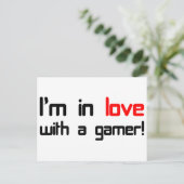 Ich bin in Liebe mit einem Gamer Postkarte (Stehend Vorderseite)