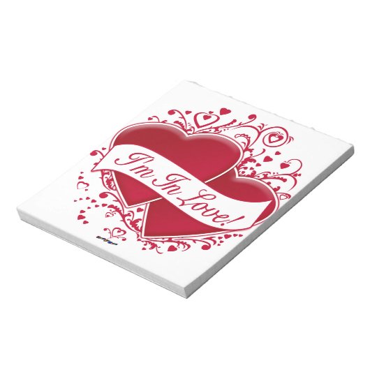 Ich bin in Liebe! Rote Herzen Notizblock (Rotiert)