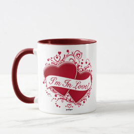 Ich bin in Liebe! Rote Herzen Tasse