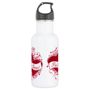 Ich bin in Liebe! Rote Herzen Trinkflasche
