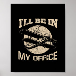 Ich bin in meinem Büro bei Funny Airplanes Poster