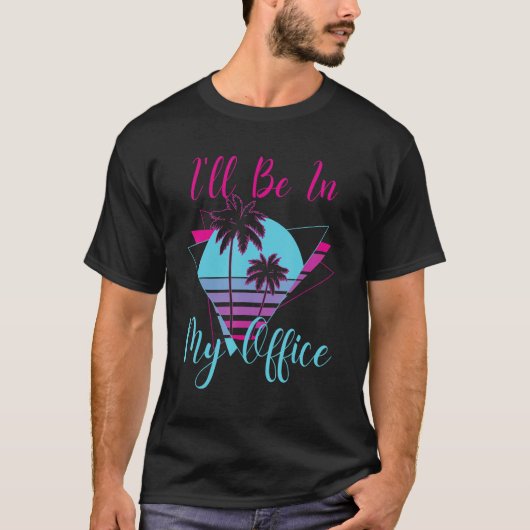 Ich bin in meinem Office Beach Palm Tree Co-Worker T-Shirt (Vorderseite)
