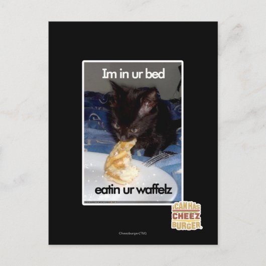 Ich bin in unserem Bett Postkarte (Vorderseite)
