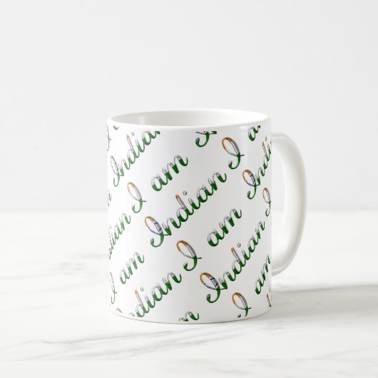 Ich bin indisches Country Pride Typografy Pattern Kaffeetasse (VorderseiteRechts)