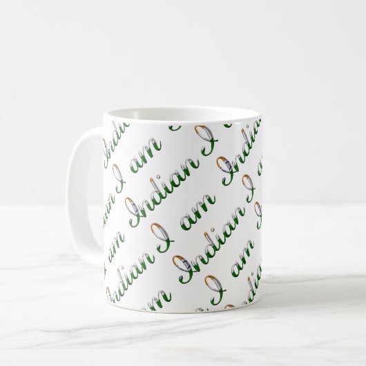 Ich bin indisches Country Pride Typografy Pattern Kaffeetasse (Vorderseite Links)