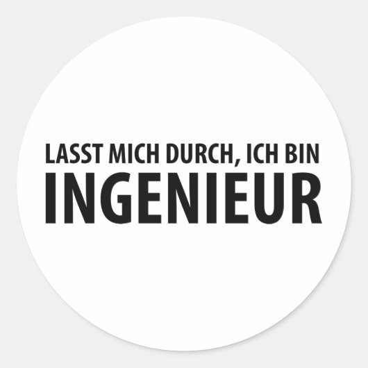 Ich bin Ingenieur Icon Runder Aufkleber (Vorderseite)