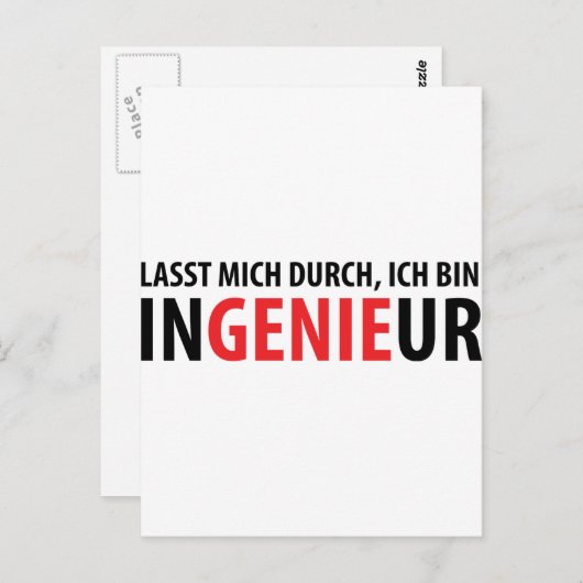 Ich bin Ingenieur Postkarte (Vorne/Hinten)