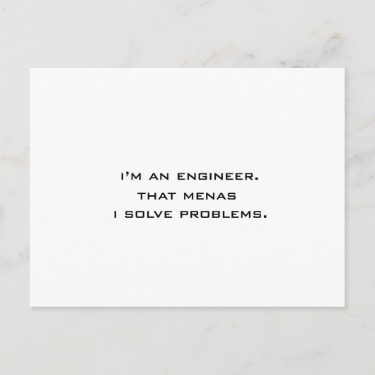 Ich bin Ingenieur Postkarte (Vorderseite)