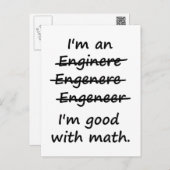 Ich bin Ingenieur und ich bin gut in Mathe Postkarte (Vorne/Hinten)