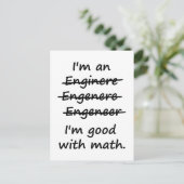 Ich bin Ingenieur und ich bin gut in Mathe Postkarte (Stehend Vorderseite)