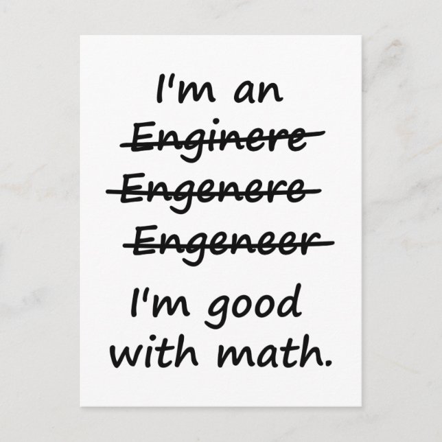 Ich bin Ingenieur und ich bin gut in Mathe Postkarte (Vorderseite)