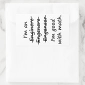 Ich bin Ingenieur und ich bin gut in Mathe Rechteckiger Aufkleber (Tasche)