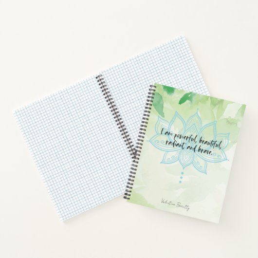 Ich bin inspirierendes Zitat Lotus Mandala Wasserf Notizblock (Innenseite)