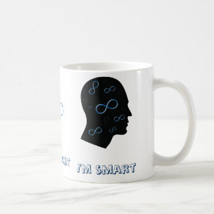 Ich bin intelligenter Kopf mit Kaffeetasse