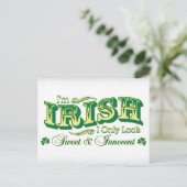 Ich bin Irin Ich sehe nur süß und unschuldig aus Postkarte (Stehend Vorderseite)