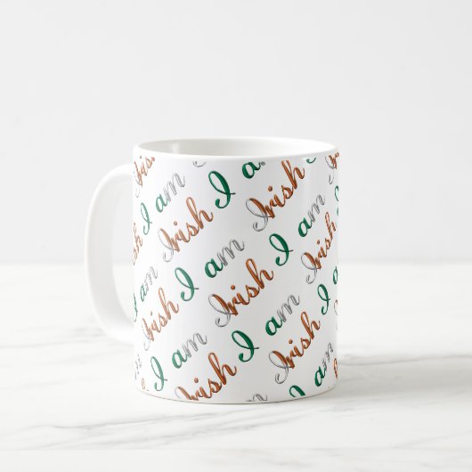Ich bin irisches Country Pride Typografy Pattern Kaffeetasse (Vorderseite Links)