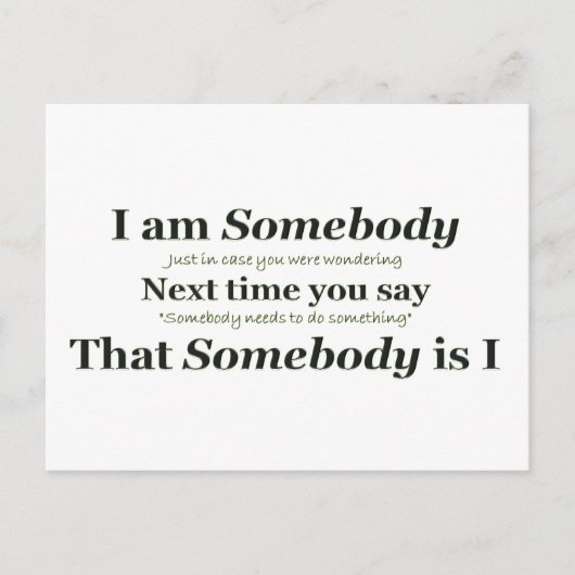 Ich bin jemand postkarte (Vorderseite)