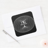 "Ich bin jetzt hier", schwarzer viereckiger Aufkle Quadratischer Aufkleber (Umschlag)