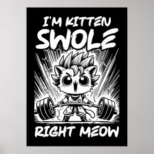 Ich bin jetzt Kitten Swole, Anime Gym Cat Workout Poster