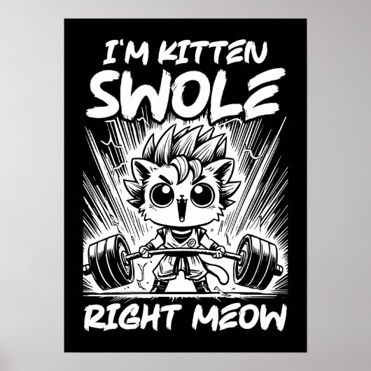 Ich bin jetzt Kitten Swole, Anime Gym Cat Workout Poster (Vorne)