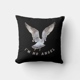 Ich bin kein Angel Seagull Black Throw Kissen