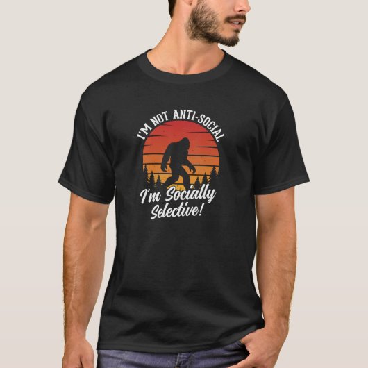 Ich bin kein antisoziales Bigfoot Black T-Shirt (Vorderseite)