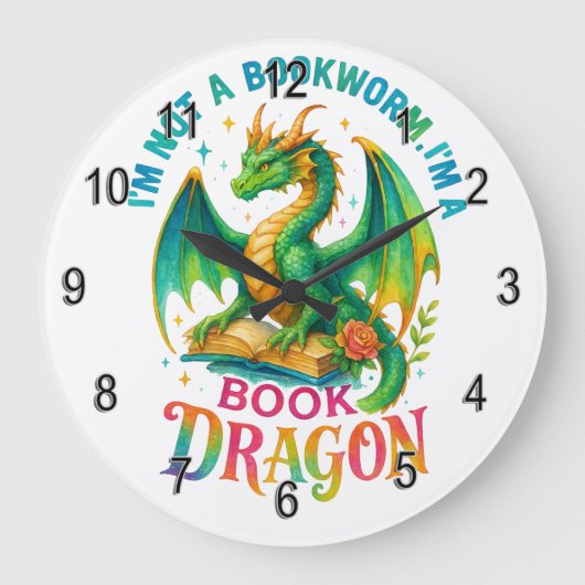 Ich bin kein Buchwurm... Große Wanduhr (Vorderseite)