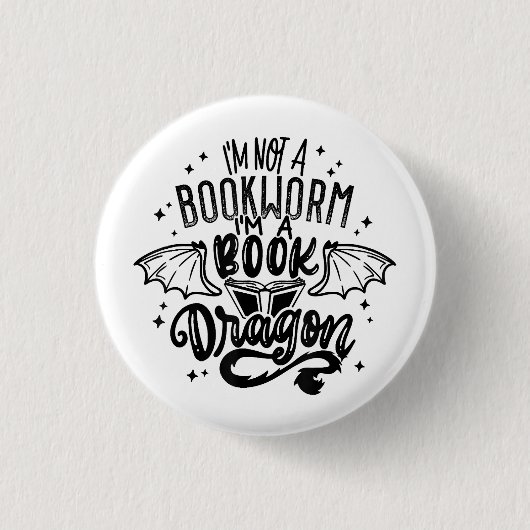 Ich bin kein Buchwurm, ich bin ein Buch-Drachen-Fa Button (Vorderseite)