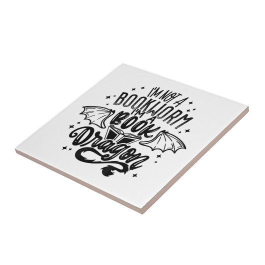 Ich bin kein Buchwurm, ich bin ein Buch-Drachen-Fa Fliese (Seite)