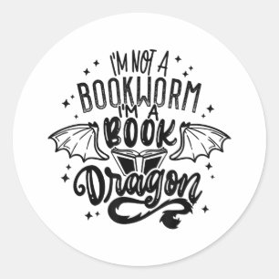 Ich bin kein Buchwurm, ich bin ein Buch-Drachen-Fa Runder Aufkleber