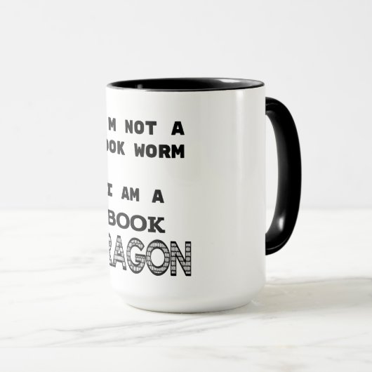Ich bin kein Buchwurm, ich bin ein Buchdrache Tasse (VorderseiteRechts)