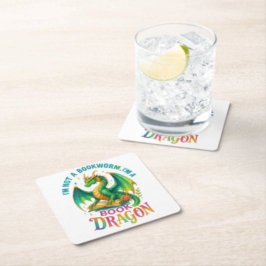 Ich bin kein Buchwurm... Rechteckiger Pappuntersetzer (Vor Ort)